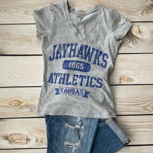 Kansas Jayhawks KU V-Neck T-Shirt Size Small